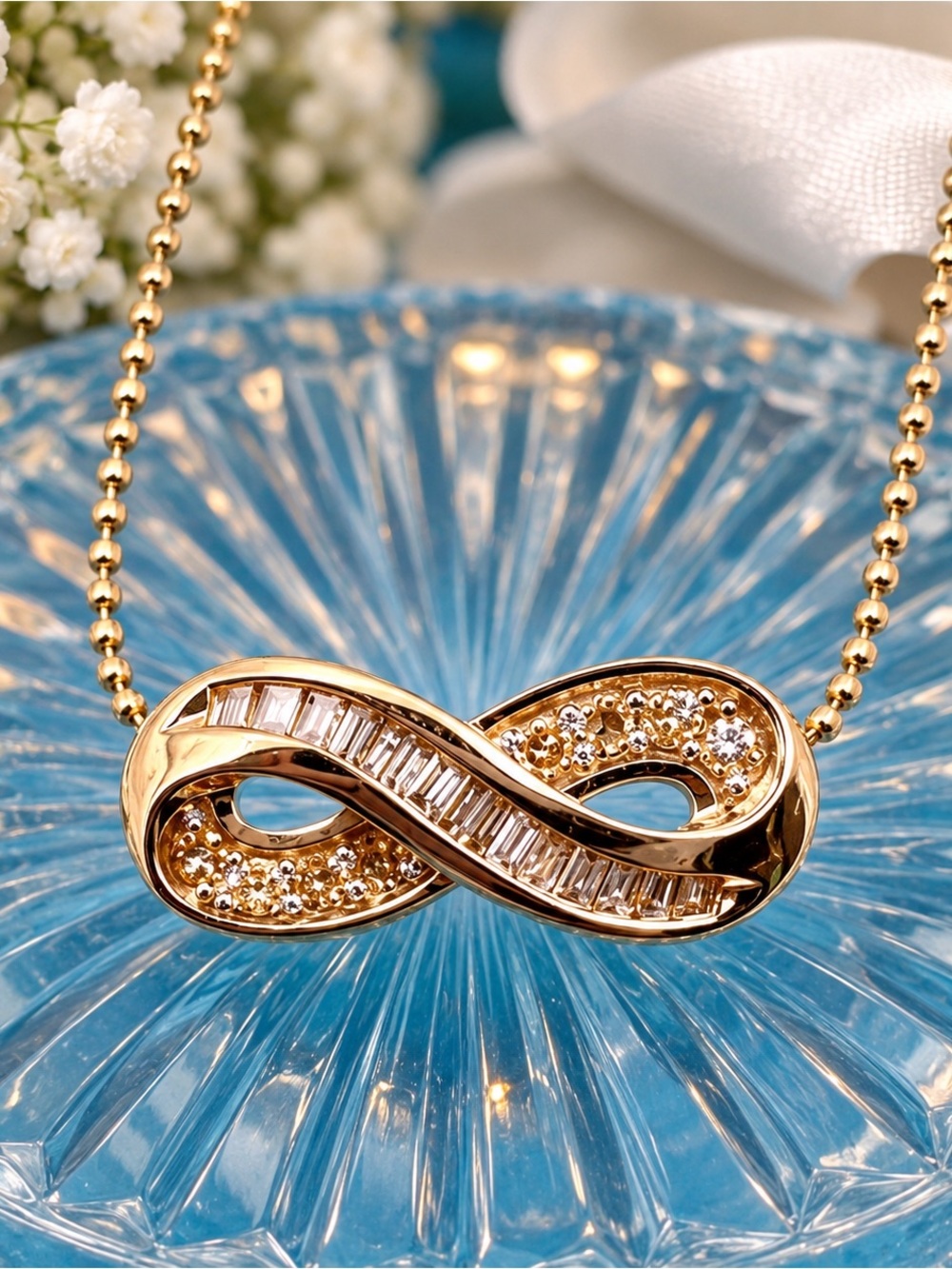Diamond Infinity Pendant Gold over Sterling Silver